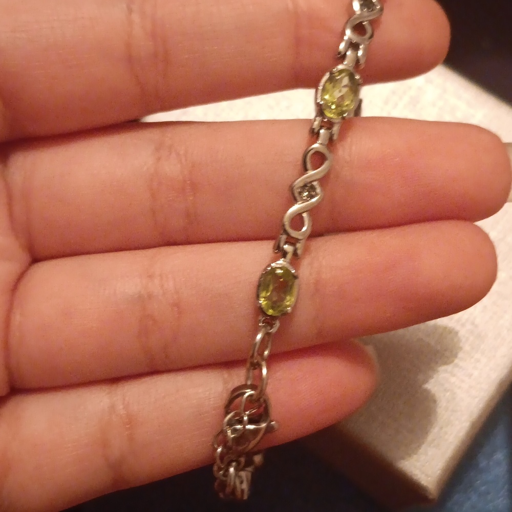 Peridot Bracelet in Stainless Steel 7.25-8.00 inches 3.60 ctw 7.5 Inch